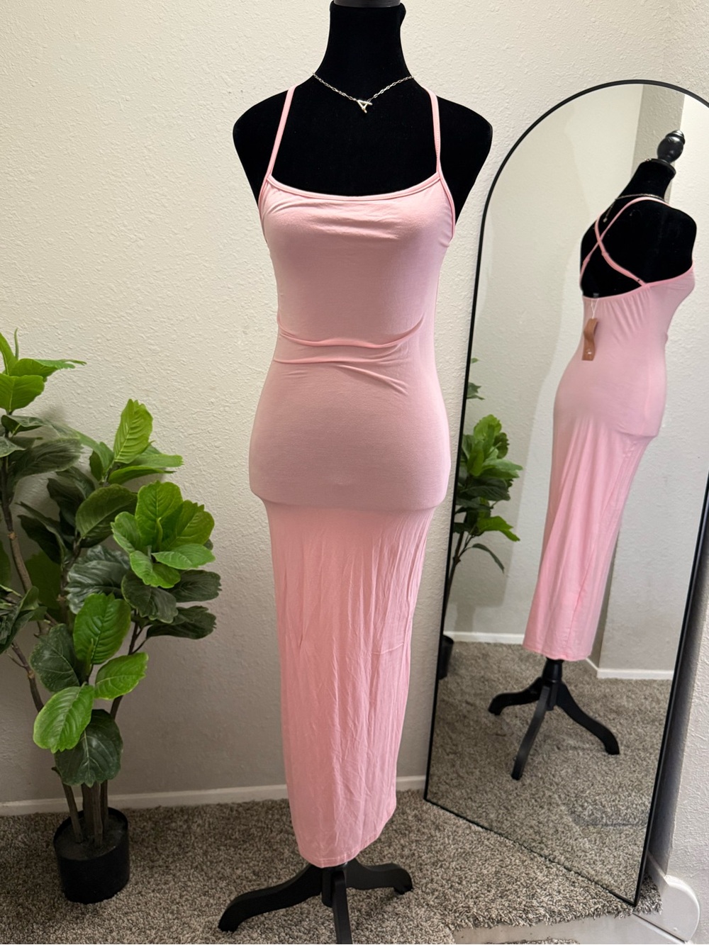 SHEIN Light Pink Spaghetti-Strap Maxi Dress